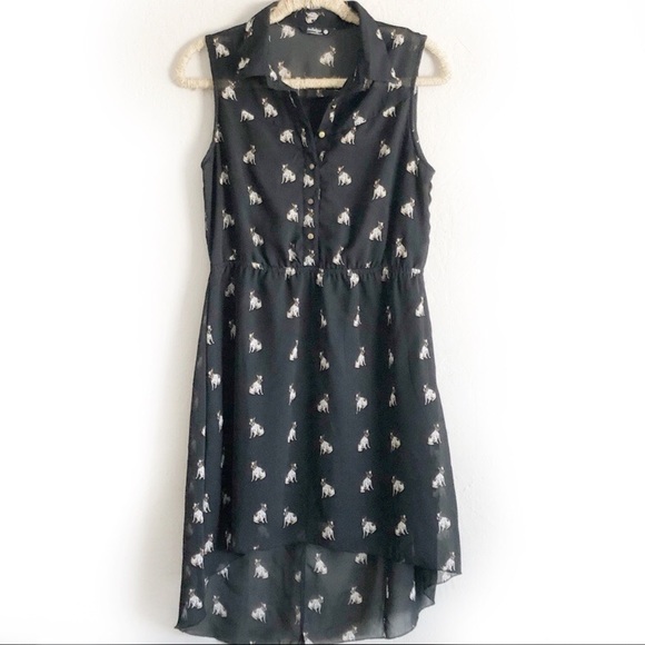 indulge Dresses & Skirts - Indulge Puppy Print High Low Shirt Dress Black SzL